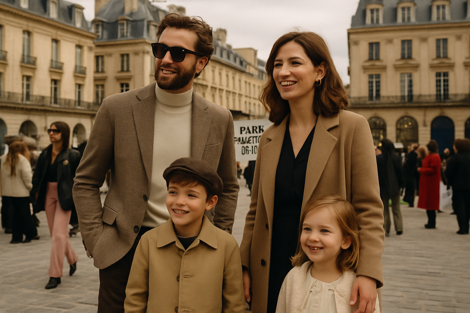 駐在員家族がパリのファッションイベントを楽しむ様子
