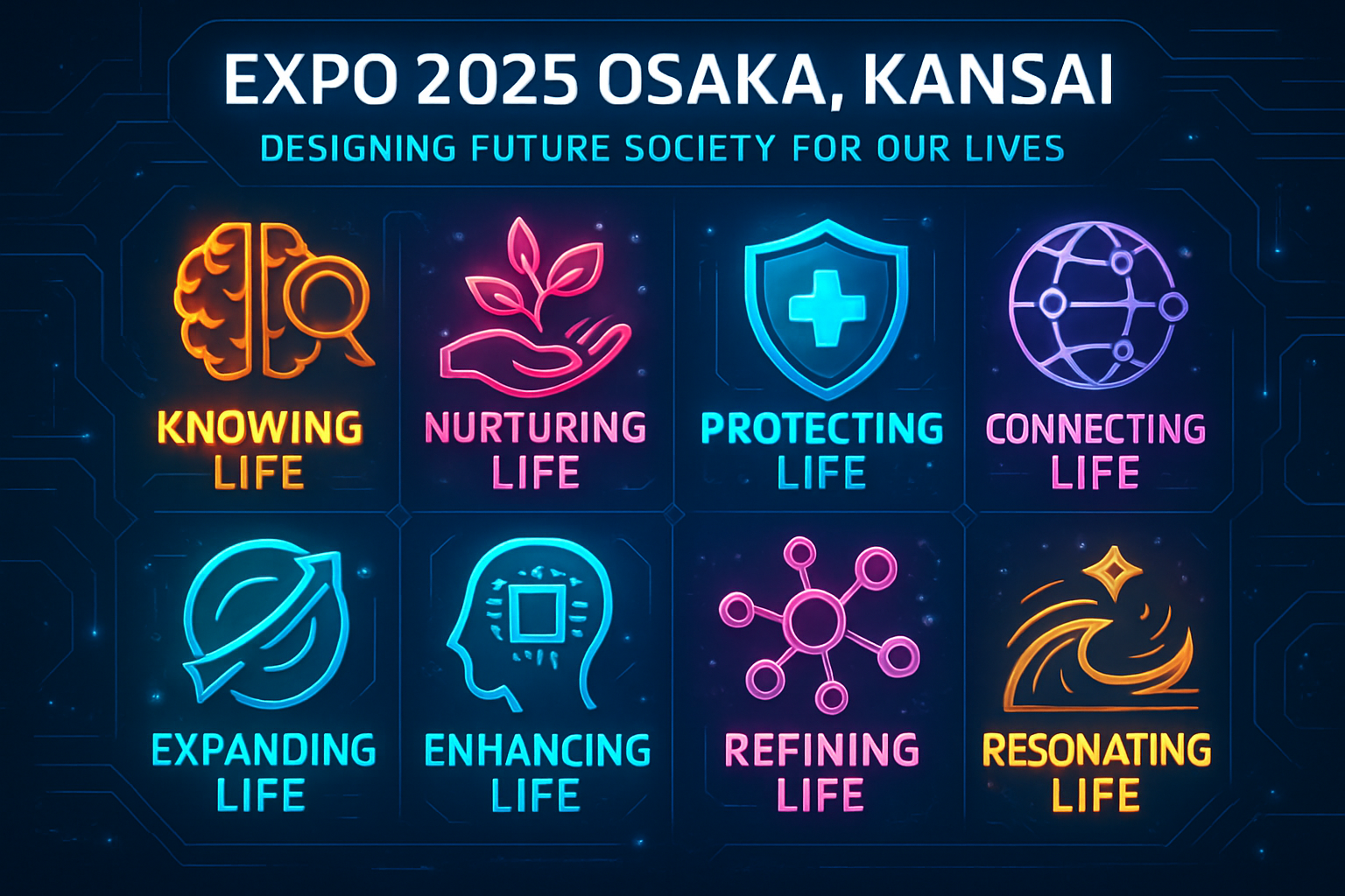 大阪万博2025 8つのテーマ事業インフォグラフィック