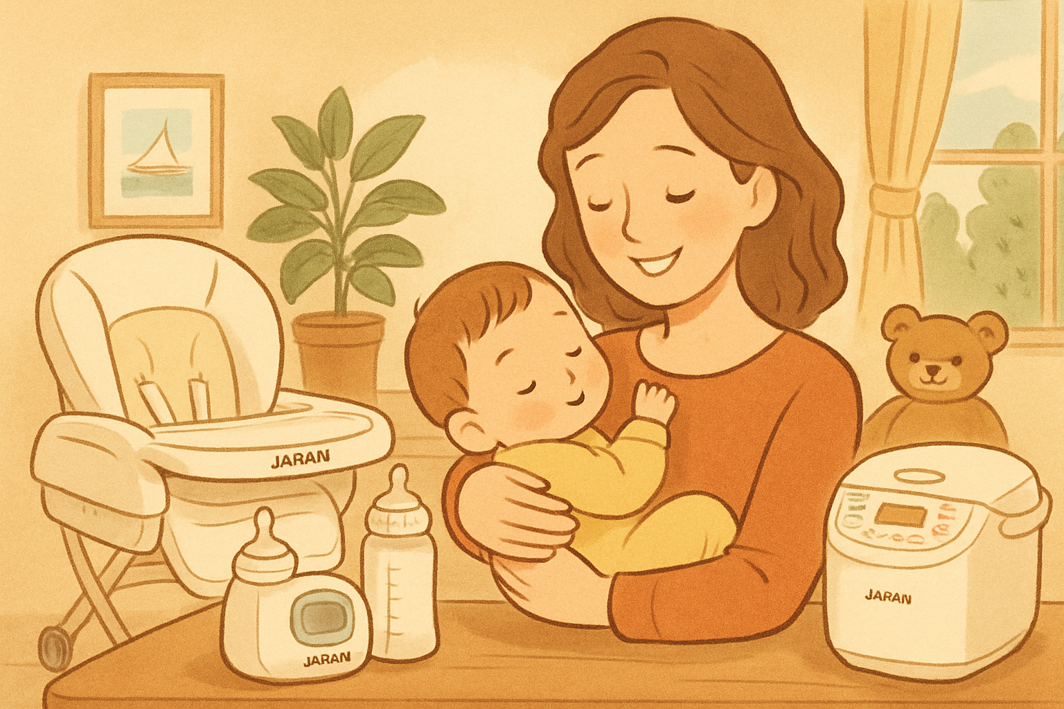 海外の家庭で、日本の高品質な育児用品や電化製品が信頼され、愛用されている様子