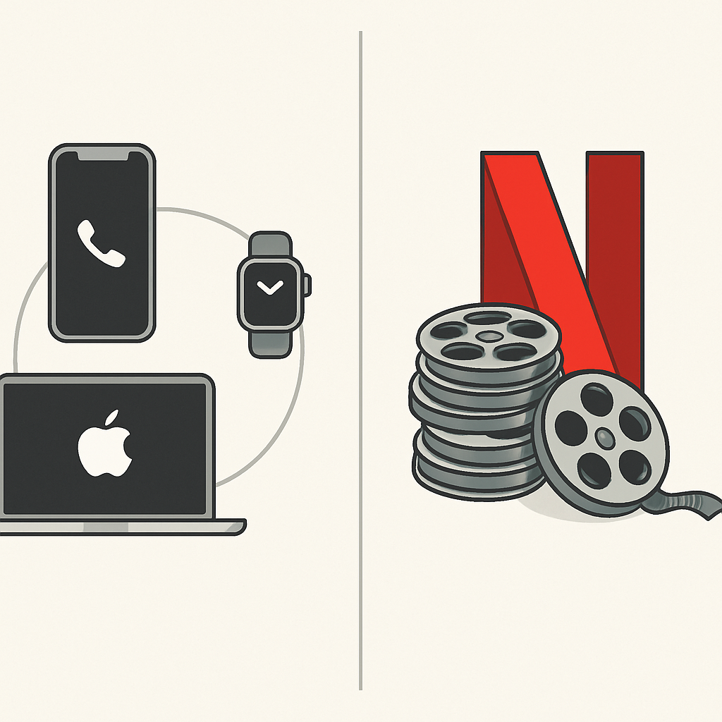 AppleのエコシステムとNetflixのコンテンツ戦略の比較