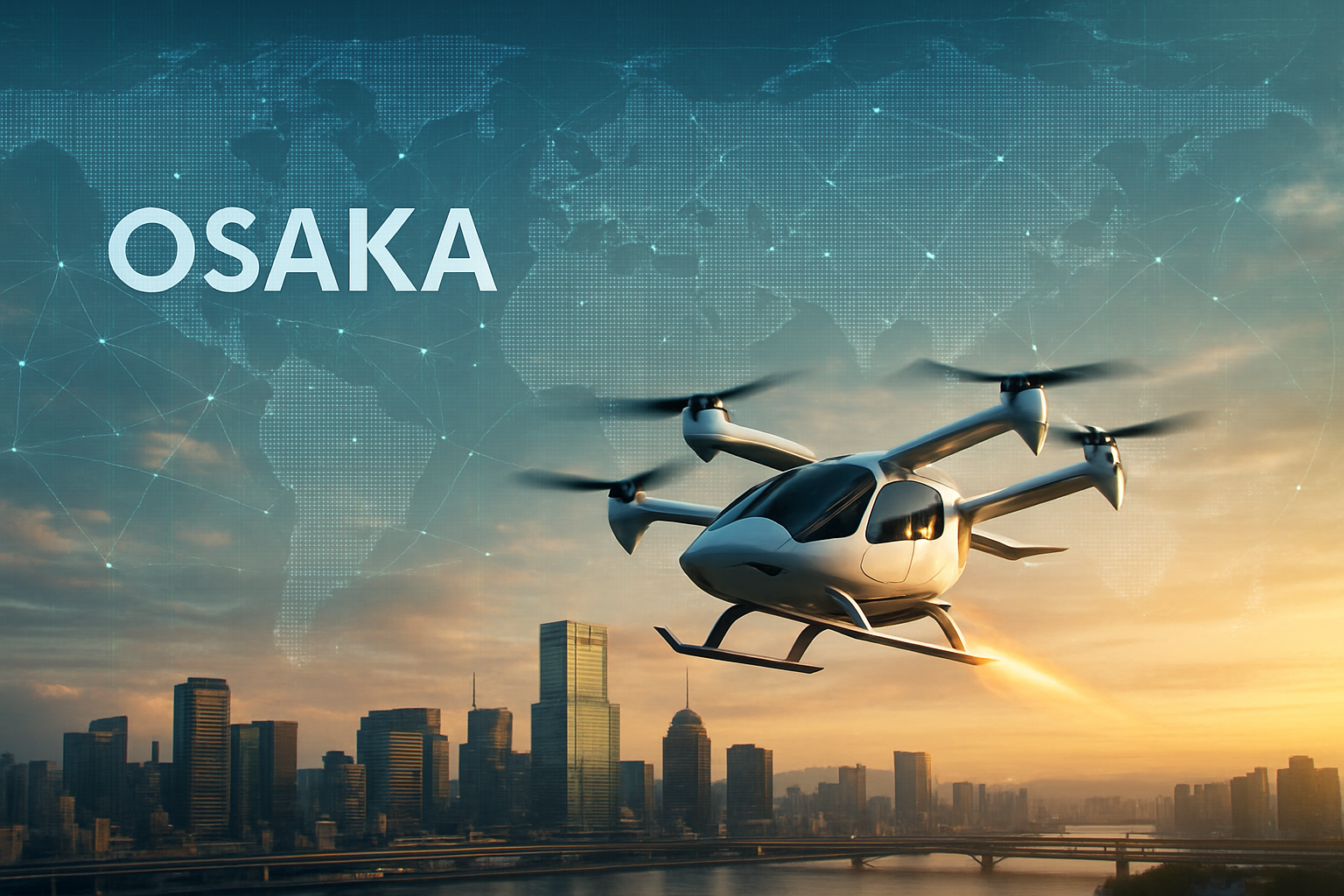 空飛ぶクルマとグローバルビジネスチャンスのイメージ