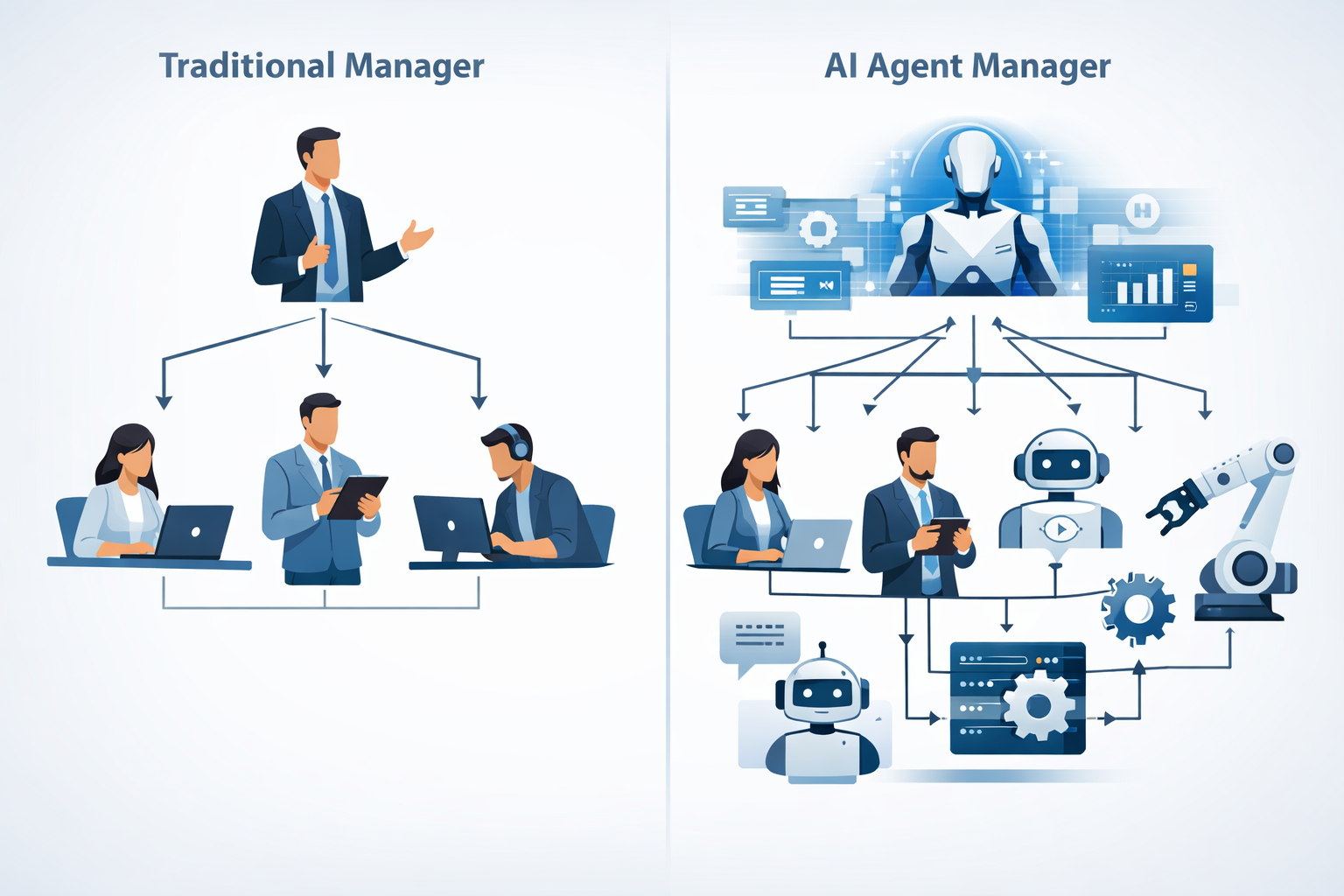 従来のマネージャーとAIエージェントマネージャーの違い